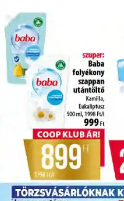 Coop Baba folyékony szappan utántöltő ajánlat