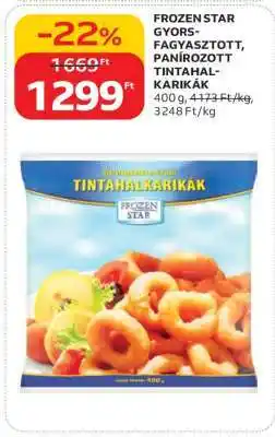 Auchan Frozen Star Gyorsfagyasztott Panírozott Tintahalkarikák ajánlat