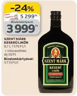 Auchan SZENT MÁRK KESERŰ LIKŐR ajánlat