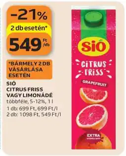 Auchan SIÓ CITRUS FRISS VAGY LIMONÁDÉ ajánlat