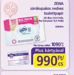 PlusMarket ZEWA zárkupakos nedves toalettpapír ajánlat