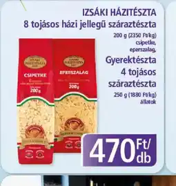 PlusMarket IZSÁKI HÁZITÉSZTA száraztészta ajánlat