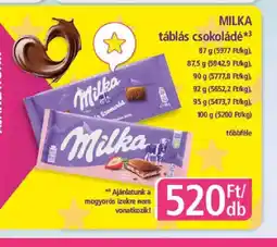 PlusMarket MILKA táblás csokoládé ajánlat