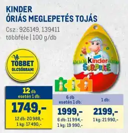 Metro Kinder óriás meglepetés tojas ajánlat