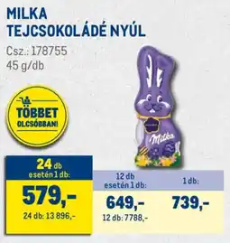 Metro Milka tejcsokoládé nyúl ajánlat
