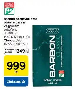 Tesco Barbon borotválkozás utáni arcszesz, krém ajánlat