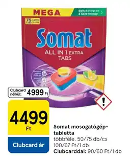 Tesco Somat mosogatógép- tabletta ajánlat
