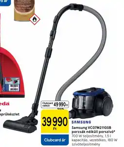 Tesco Samsung VC07M2110SB porzsák nélküli porszívó ajánlat