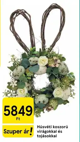 Tesco Húsvéti koszorú virágokkal és tojásokkal ajánlat