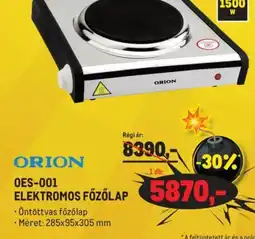 Metro ORION OES-001 ELEKTROMOS FŐZŐLAP ajánlat