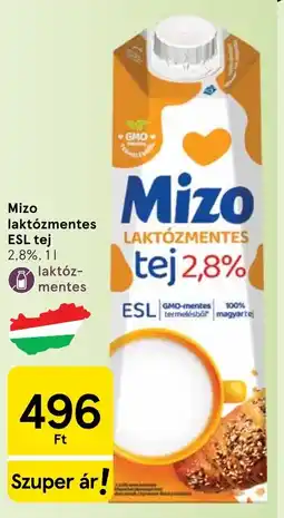 Tesco Mizo laktózmentes ESL tej 2,8% ajánlat