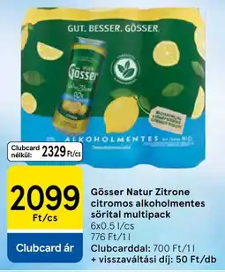 Tesco Gösser Natur Zitrone citromos alkoholmentes sörital multipack ajánlat