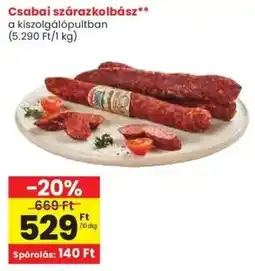 Spar Csabai szárazkolbász ajánlat