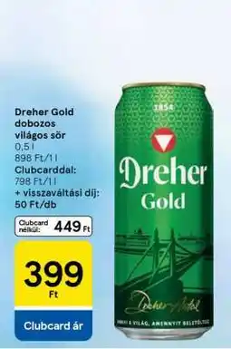 Tesco Dreher Gold dobozos világos sör ajánlat