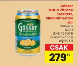 Spar Gösser Natur Zitrone ízesített, alkoholmentes sör ajánlat