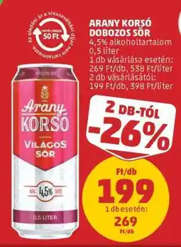 PENNY Arany Korsó Dobozos Sör ajánlat