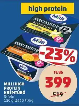 PENNY Milli High Protein krémtúró ajánlat