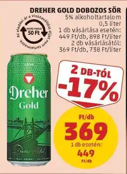 PENNY Dreher Gold Dobozos Sör ajánlat