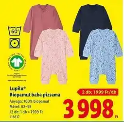 Lidl Lupilu Biopamut baba pizsama ajánlat