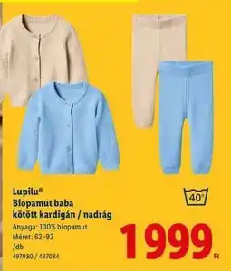 Lidl Lupilu Biopamut baba kötött kardigán / nadrág ajánlat