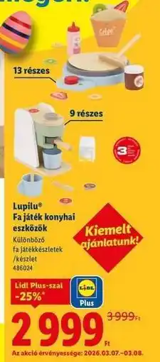 Lidl Lupilu Fa játék konyhai eszközök ajánlat