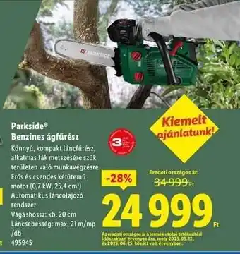 Lidl Parkside Benzines ágfűrész ajánlat
