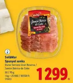 Lidl SOL&MAR Spanyol sonka ajánlat