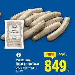 Lidl PIKOK PURE Bajor grillkolbász ajánlat