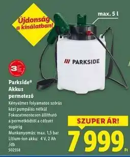Lidl PARKSIDE Akkus permetező ajánlat