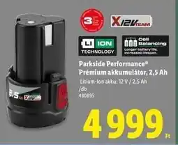 Lidl PARKSIDE PERFORMANCE Prémium akkumulátor, 2,5 Ah ajánlat