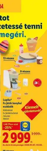 Lidl Lupilu Fa játék konyhai eszközök ajánlat