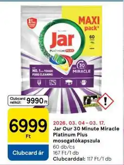 Tesco Jar Our 30 Minute Miracle Platinum Plus mosogatókapszula ajánlat