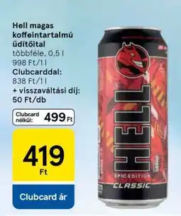 Tesco Hell magas koffeintartalmú üdítőital ajánlat