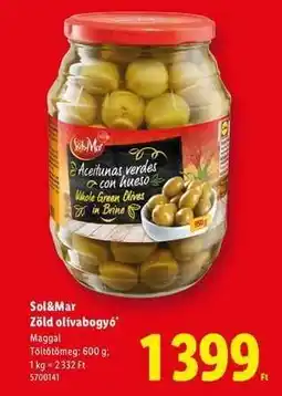 Lidl SOL&MAR Zöld olívabogyó ajánlat