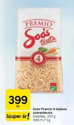 Tesco SOÓS PREMIO 4 TOJÁSOS SZÁRAZTÉSZTA ajánlat