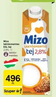 Tesco Mizo laktózmentes ESL tej ajánlat