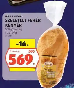 ALDI Szeletelt fehér kenyér ajánlat