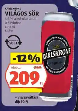 ALDI KARLSKRONE VILÁGOS SÖR ajánlat