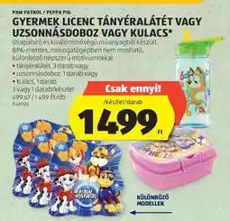 ALDI GYERMEK LICENC TÁNYÉRALÁTÉT VAGY UZSONNÁSDOBOZ VAGY KULACS ajánlat