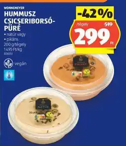 ALDI Wonnemeyer Hummusz Csicseriborsó-Püré ajánlat
