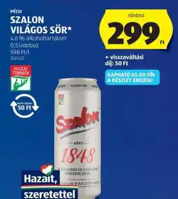 ALDI Pécsi Szalon Világos Sör ajánlat