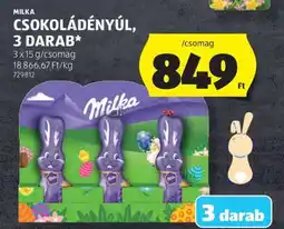ALDI Milka Csokoládényúl, 3 darab ajánlat