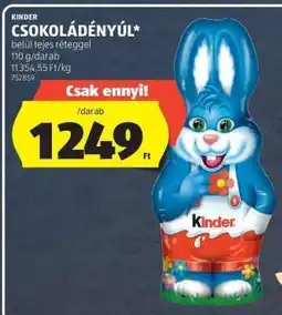 ALDI Kinder csokoládényúl ajánlat