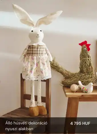 Álló húsvéti dekoráció nyuszi alakban