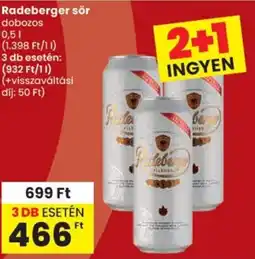 Spar Radeberger sör ajánlat