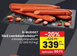 Spar S-BUDGET főző cserkészkolbász ajánlat