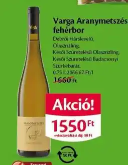 EcoFamily Varga Aranymetszés fehérbor ajánlat