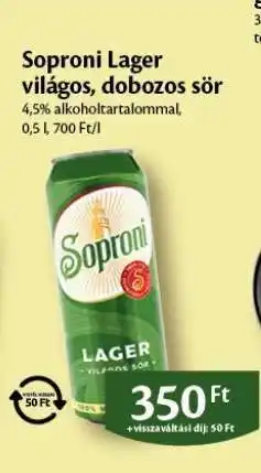 EcoFamily Soproni Lager Világos Dobozos Sör ajánlat