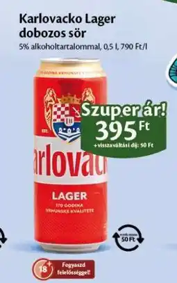 EcoFamily Karlovacko Lager dobozos sör ajánlat
