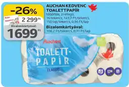 Auchan AUCHAN KEDVENC TOALETTPAPÍR ajánlat
